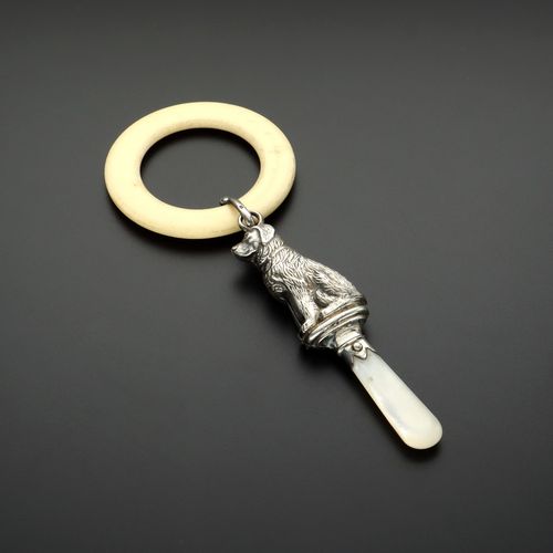 Early 20th Century Silver Dog Teether Ring image-2