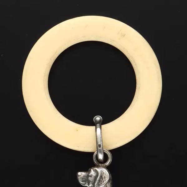 Early 20th Century Silver Dog Teether Ring
