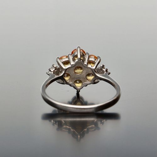 9ct White Gold Madeira & Diamond Cluster Ring image-4