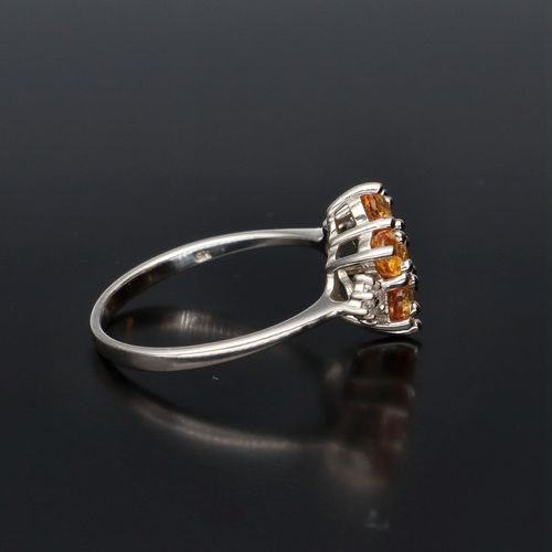 9ct White Gold Madeira & Diamond Cluster Ring image-3