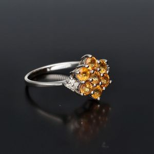 9ct White Gold Madeira & Diamond Cluster Ring