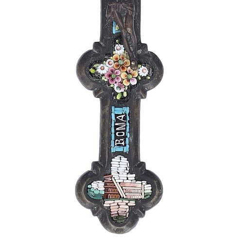 19th Century Italian Grand Tour Micro Mosaic Cross image-2