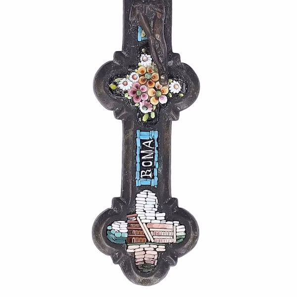 19th Century Italian Grand Tour Micro Mosaic Cross