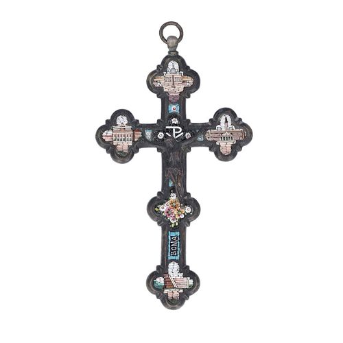 19th Century Italian Grand Tour Micro Mosaic Cross image-4