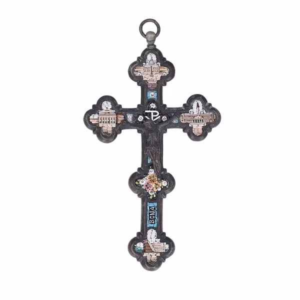 19th Century Italian Grand Tour Micro Mosaic Cross