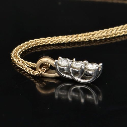 9ct Gold Diamond Trilogy Pendant Necklace image-3