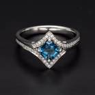 18ct White Gold Topaz and Diamond Dress Ring