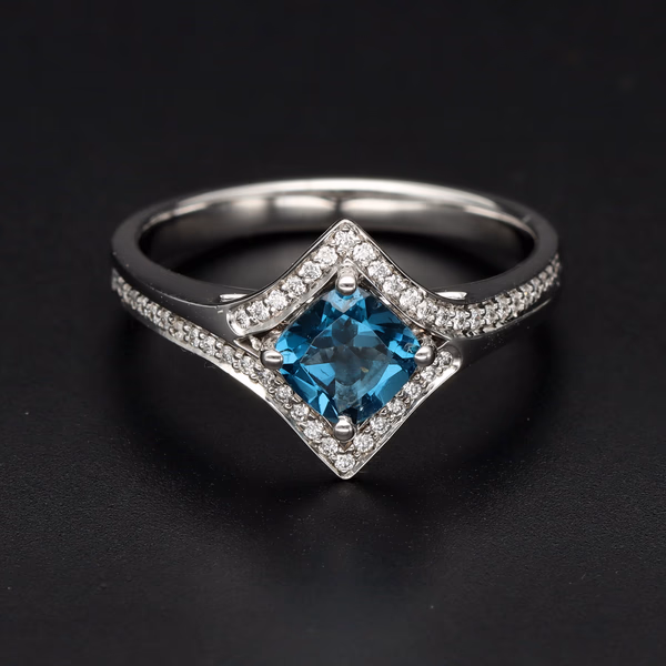 18ct White Gold Topaz and Diamond Dress Ring