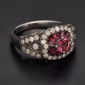 Silver Ruby & Diamond Silver Ring