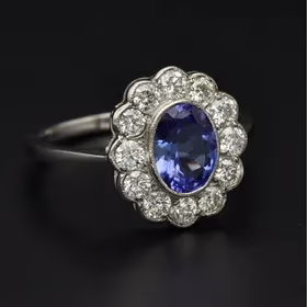 Platinum Tanzanite and Diamond Ring