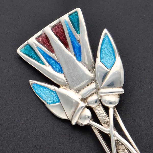 Celtic Art Silver & Enamel Brooch