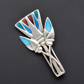 Celtic Art Silver & Enamel Brooch