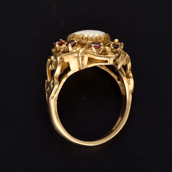 9ct Yellow Gold Opal & Garnet Ring