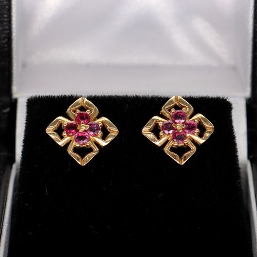 9ct Gold Ruby Earrings image-2
