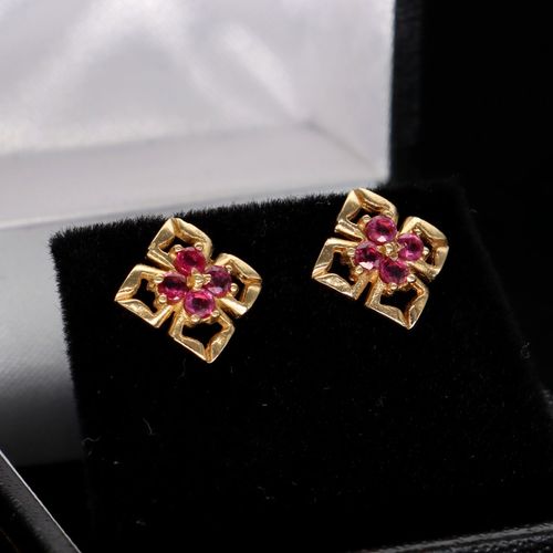 9ct Gold Ruby Earrings image-1