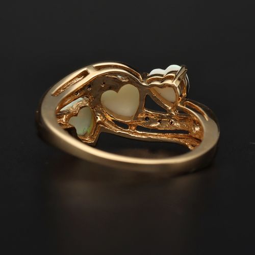 14ct Gold Heart Shape Opal and Diamonds Ring image-4