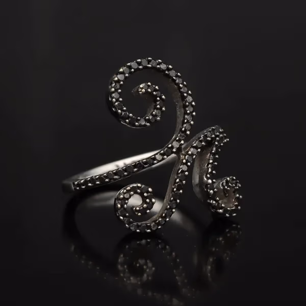 Gold Black Diamond Ring.