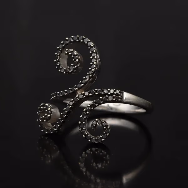 Gold Black Diamond Ring.