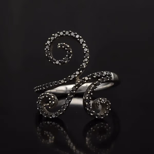 Gold Black Diamond Ring.
