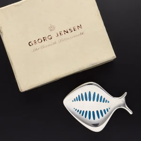 Silver & Blue Enamel ‘fish’ Brooch