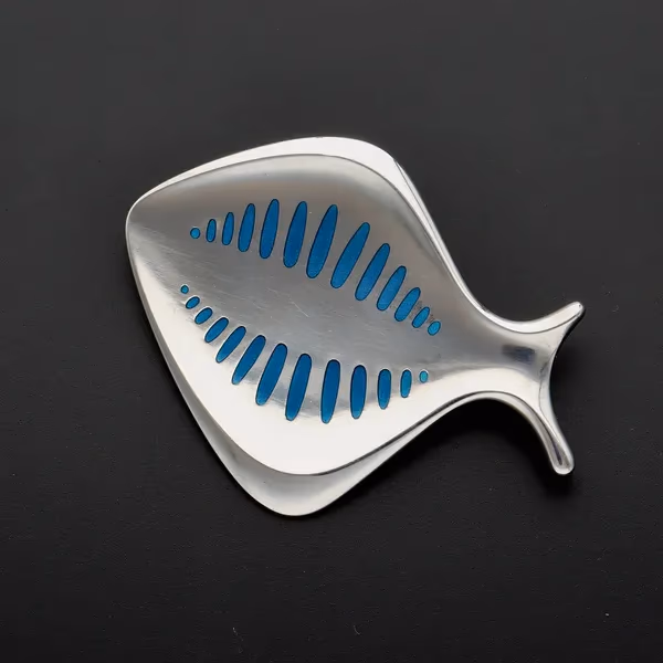Silver & Blue Enamel ‘fish’ Brooch