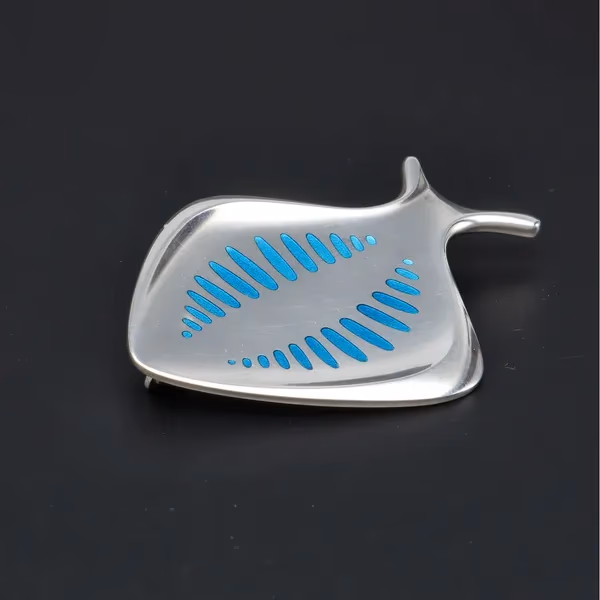 Silver & Blue Enamel ‘fish’ Brooch