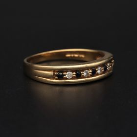 Retro Gold Sapphire Diamond Ring. Birm 1994