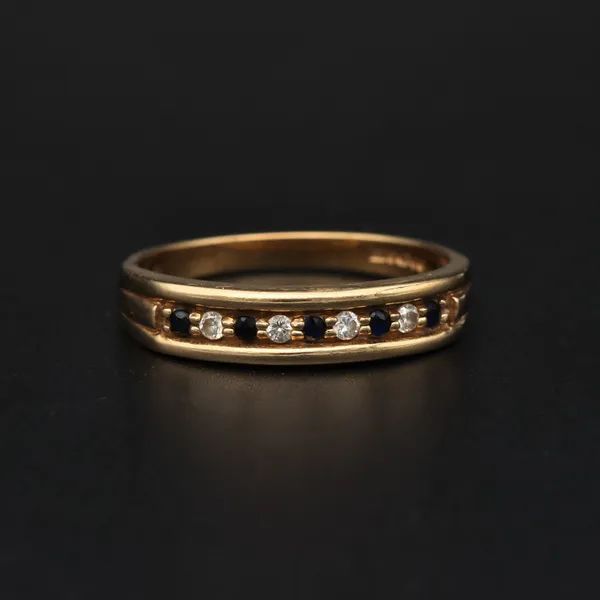 Retro Gold Sapphire Diamond Ring. Birm 1994