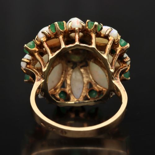 14ct Gold Opal Diamond and Emerald Ring image-5