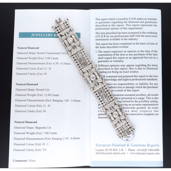 Exquisite Art Deco Platinum and Natural Diamond Bracelet