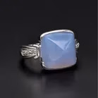 18ct White Gold Diamond & Chalcedony Ring