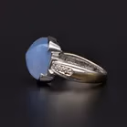 18ct White Gold Diamond & Chalcedony Ring