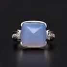 18ct White Gold Diamond & Chalcedony Ring