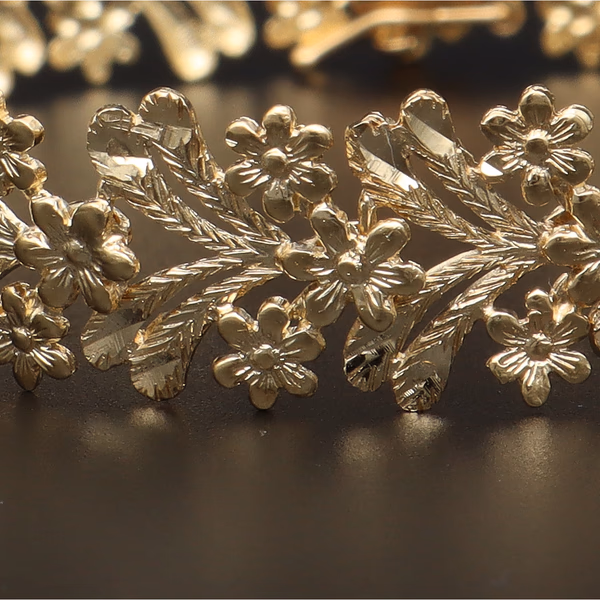 14ct Yellow Gold Heavy Flower Bracelet