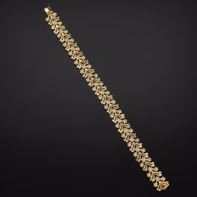14ct Yellow Gold Heavy Flower Bracelet