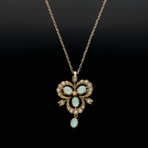 9ct Gold Opal and Pearl Pendant