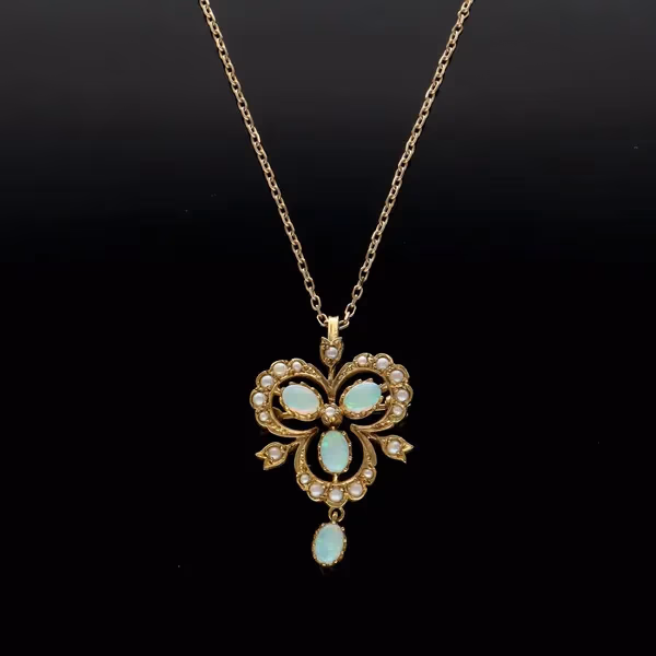 9ct Gold Opal and Pearl Pendant