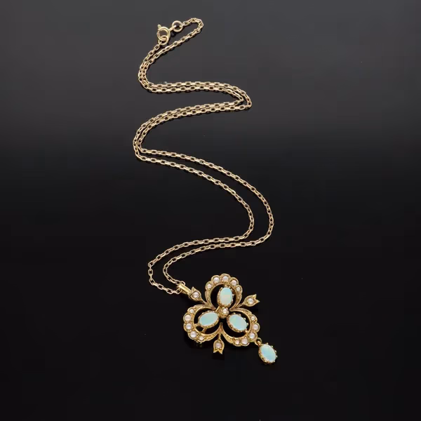 9ct Gold Opal and Pearl Pendant