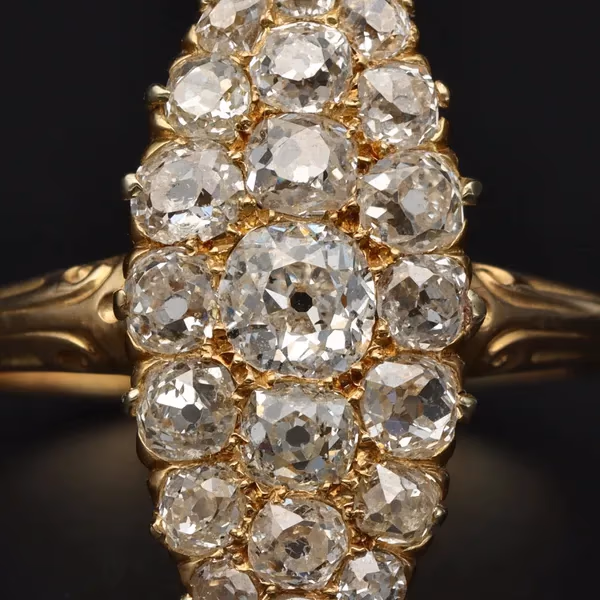 18ct Victorian Navette Diamond Ring