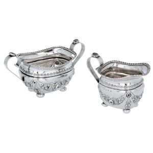 Late 19th Century Silver Sugar Bowl and Cream Jug