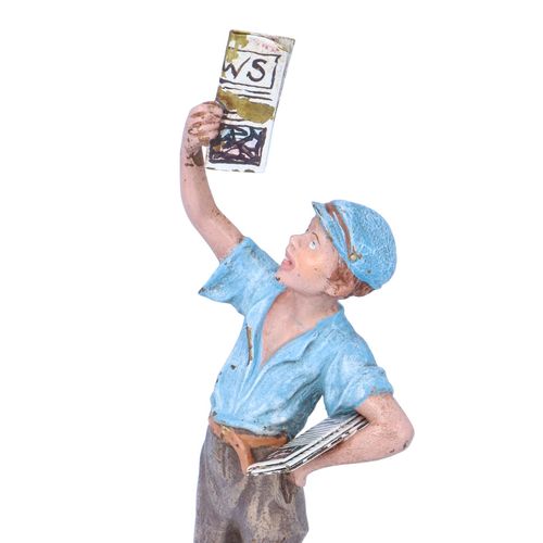 Cold Painted Bronze Newspaper Boy image-2