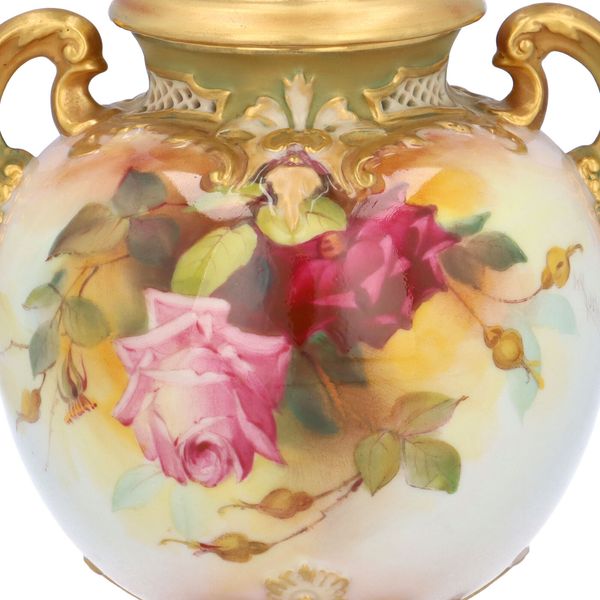 Royal Worcester Rose Lidded Jar