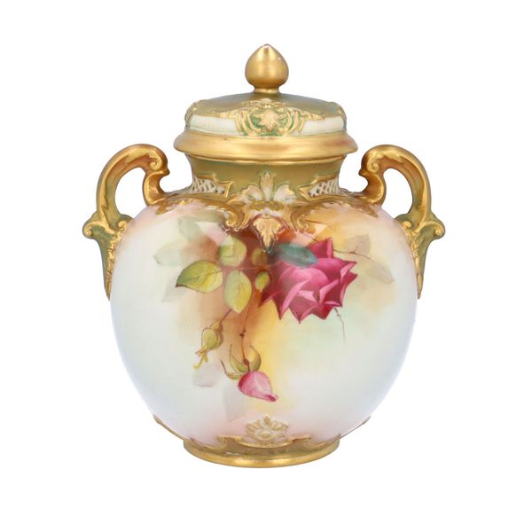 Royal Worcester Rose Lidded Jar