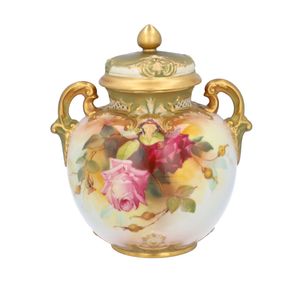 Royal Worcester Rose Lidded Jar