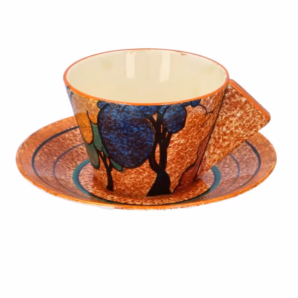 Clarice Cliff Blue Autumn Conical Cup & Saucer Café au Lait