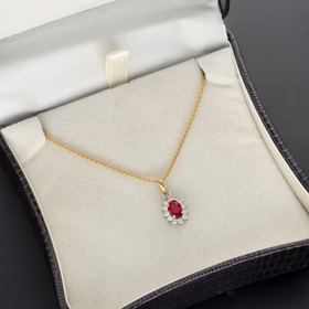 18ct Ruby & Diamond Pendant Necklace