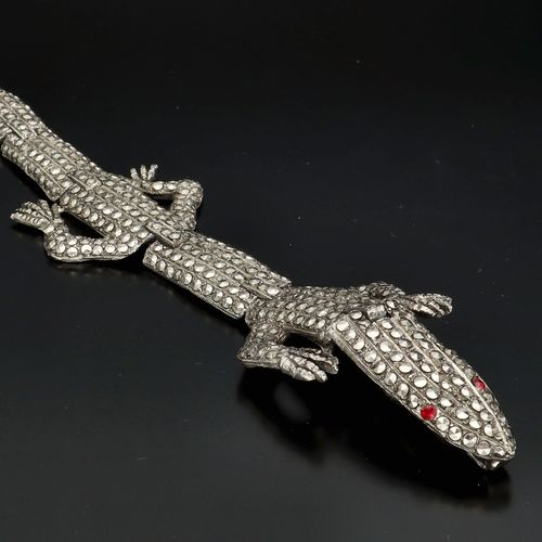 Rare Art Deco Lizard Marcasite Bracelet image-5