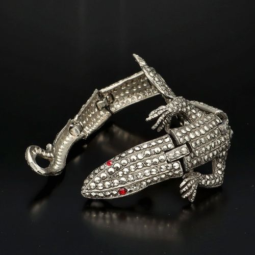 Rare Art Deco Lizard Marcasite Bracelet image-3
