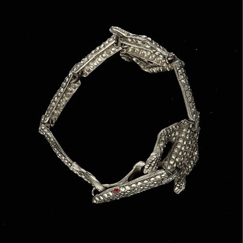 Rare Art Deco Lizard Marcasite Bracelet image-4