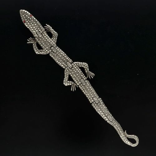 Rare Art Deco Lizard Marcasite Bracelet image-1